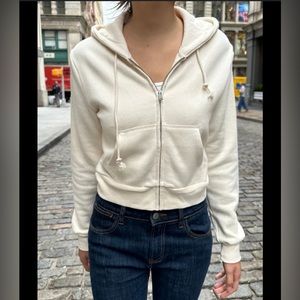 Christy Hoodie Brandy Melville Sweatshirt Zip up Sand colored